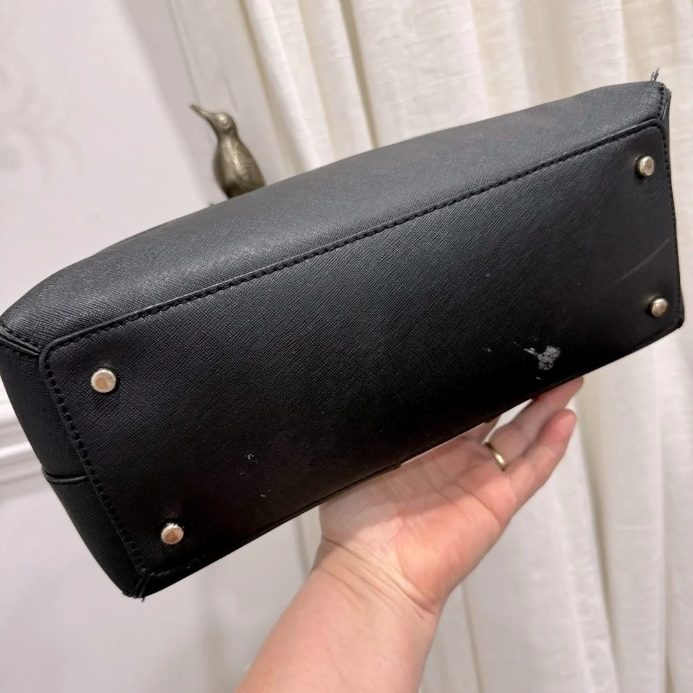 Kate Spade Cameron Street Racing Stripe Margot Crossgrain Leather Black White Pu - Picture 11 of 12